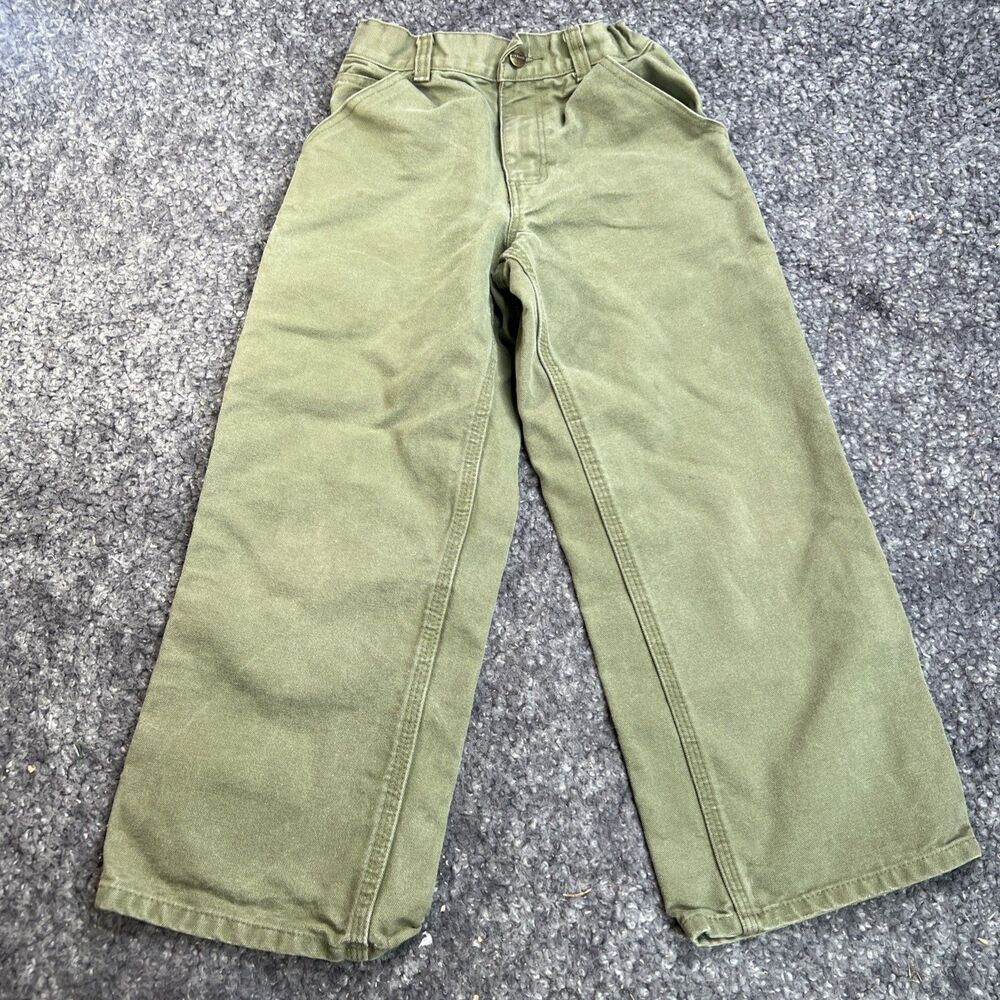 Carhartt Youth Duck Brown Canvas Work Pants Carpenter Utility Kids Size 8